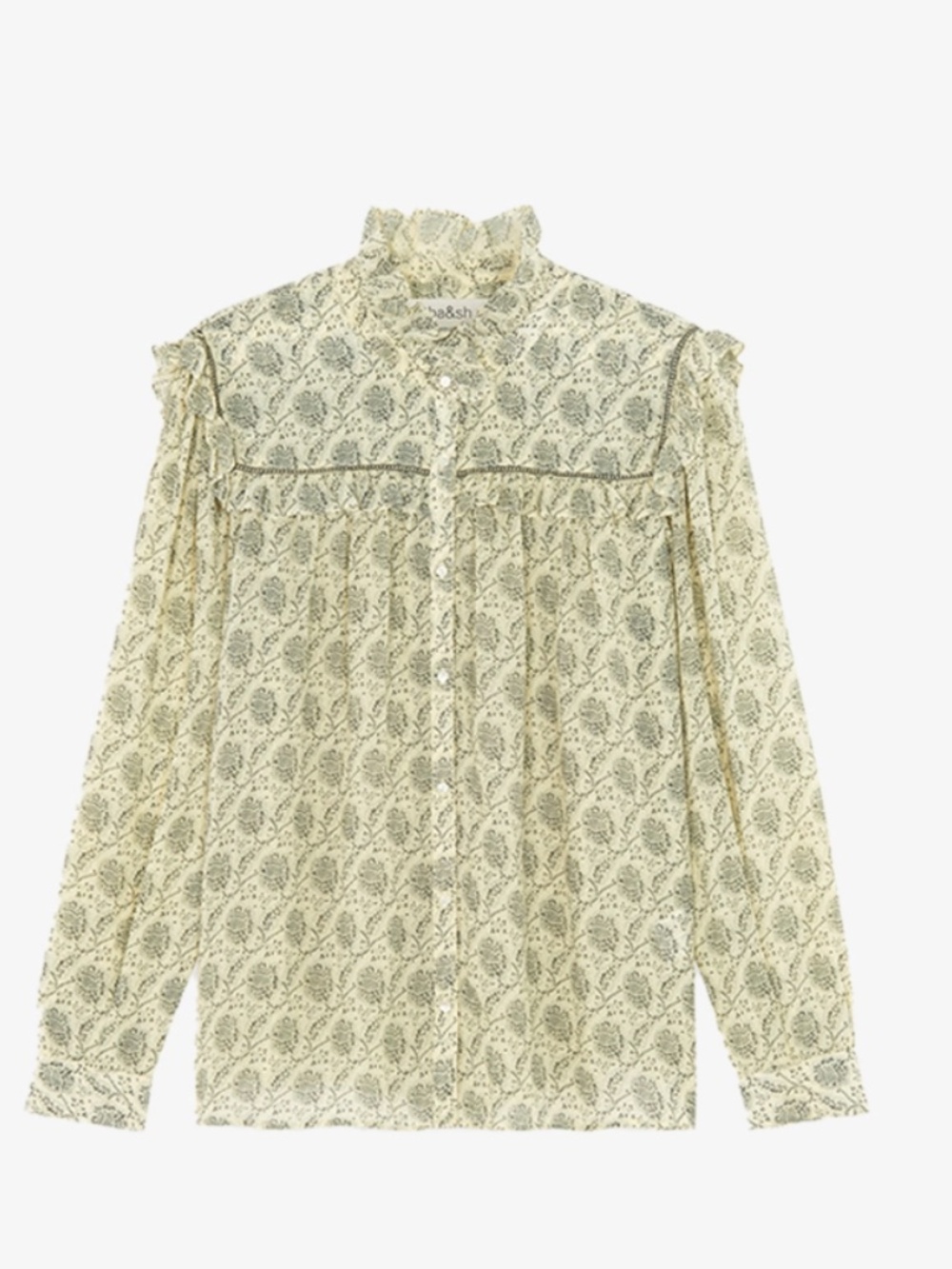 BORA ba&sh cream Paisley Ruffle Button-Up Blouse - Picture 2 of 10